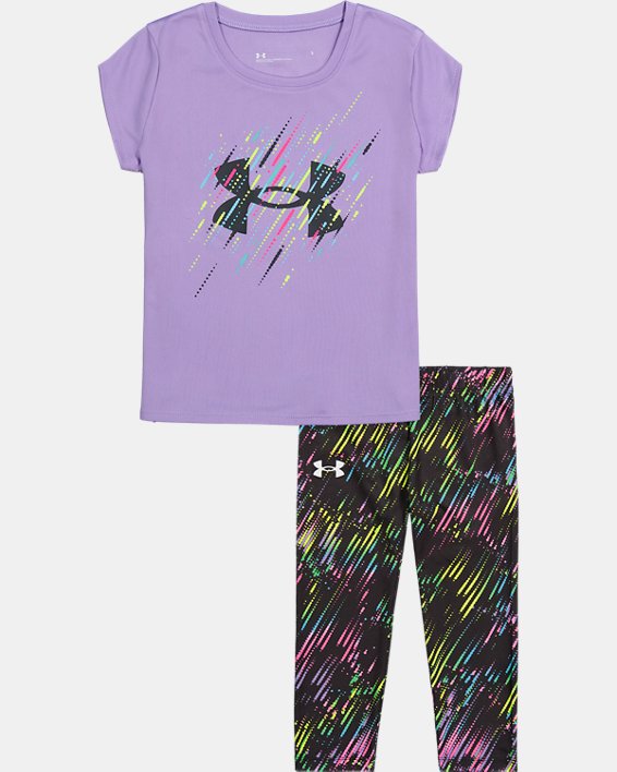 Girls' Pre-School UA Momentum Star Logo Short Sleeve & Leggings Set, Purple, pdpMainDesktop image number 0